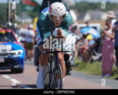 Caen, France. 09 juillet 2025. Jonathan Milan de Lidl - Trek pendant le Tour de France 2025, épreuve cycliste UCI WorldTour, étape 5, contre-la-montre individuel, Caen - Caen (33 km) le 9 juillet 2025 à Caen, France - photo Laurent Lairys/DPPI crédit : DPPI Media/Alamy Live News Banque D'Images