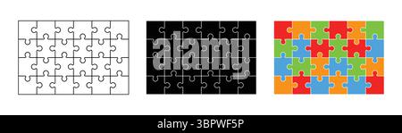 Jeu de puzzle avec de nombreuses pièces colorées. Différentes formes de pièces de puzzle. Illustration vectorielle. Illustration de Vecteur