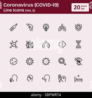 Coronavirus, icônes de la ligne Covid19 (Vol.2) Illustration de Vecteur