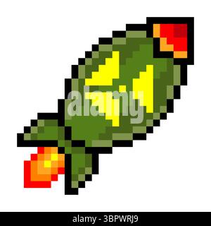 Bombe nucléaire dans le style pixel art. Illustration de Vecteur