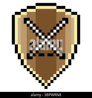 Shield avec style pixel art. Illustration de Vecteur