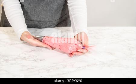 Sandwich biscuit Spritz citron avec crème au beurre à la canneberge Banque D'Images