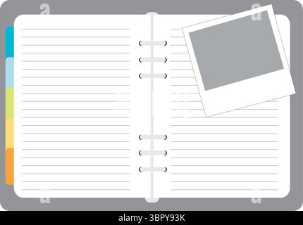 Carnet d'agenda ouvert, Journal de pages vierges, conception de papeterie propre minimale Illustration de Vecteur