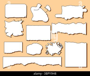 Jeu de feuilles de papier déchirées Illustration de Vecteur