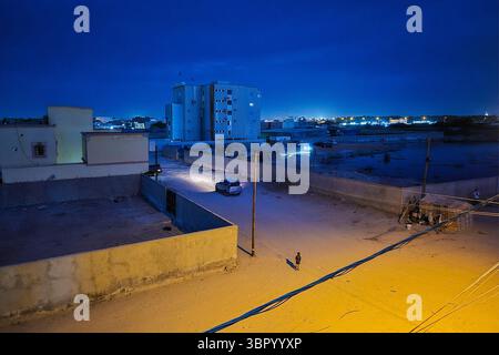 Mauritanie. Nouakchott. Vue nocturne d'Un quartier périphérique de la capitale Banque D'Images