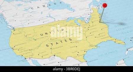 États-Unis d'Amérique, Washington D.C. - punaise sur la carte politique - illustration 3D. Banque D'Images