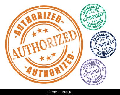 Une collection de phoques autorisée, étiquettes vectorielles Grunge Stamp approuvées Illustration de Vecteur