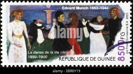 La danse de la vie par Edvard Munch sur timbre, détail Banque D'Images