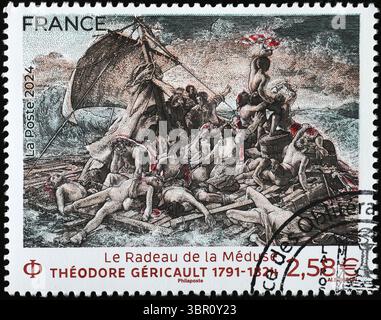 Le radeau de la Méduse par Géricault sur timbre-poste français Banque D'Images