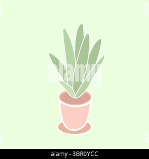 Illustration minimaliste de plante verte en pot sur fond clair Illustration de Vecteur