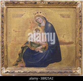 La Vierge de l'humilité de Niccolo Semitecolo (c. 1370), tempera sur panneau, représente la Vierge Marie avec le Christ en bas âge. Logé dans le Musée diocésain o Banque D'Images
