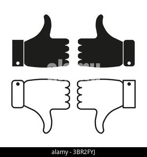 Silhouette d'approbation positive. Contour dissident négatif. Vecteur de communication de feedback. Représentation de la notation d'approbation. Illustration de Vecteur