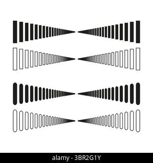 Répétition de barres géométriques. Formes de colonne abstraites. Forme noire et blanche. Point de fuite du vecteur. Illustration de Vecteur