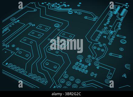 Dessin de carte de circuit imprimé gros plan illustration vectorielle stylisée Illustration de Vecteur