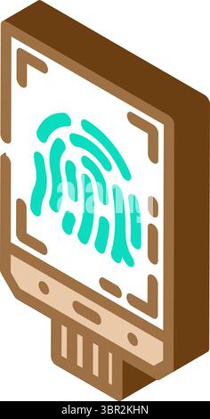 illustration vectorielle d'icône isométrique du module de capteur d'empreintes digitales Illustration de Vecteur