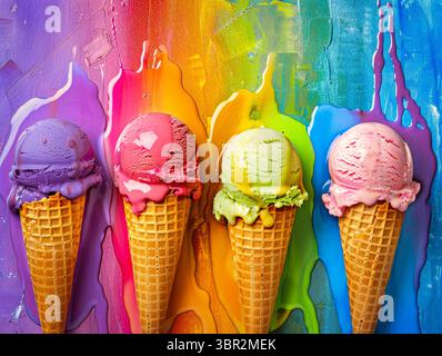 La crème glacée arc-en-ciel Banque D'Images