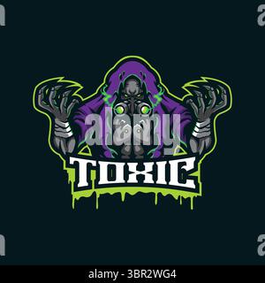 Vecteur de conception de logo de mascotte toxique avec style de concept d'illustration moderne pour l'impression de badge, d'emblème et de t-shirt. Illustration toxique pour équipe sportive. Illustration de Vecteur