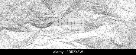 Texture de papier froissé noir pointillé. Arrière-plan rugueux à effet froissé en pointillés. Toile de fond de feuille de papier froissé à grain. Revêtement granuleux endommagé et vieilli. Fond d'écran granuleux bruyant de la page d'ordinateur portable. Vecteur Illustration de Vecteur