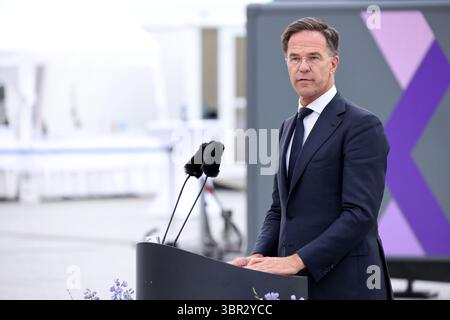 Mark Rutte, secrétaire général de l'OTAN, assiste au 70e anniversaire de l'adhésion de l'Allemagne à l'OTAN, Bundesverteidigungsministerium Berlin, Banque D'Images