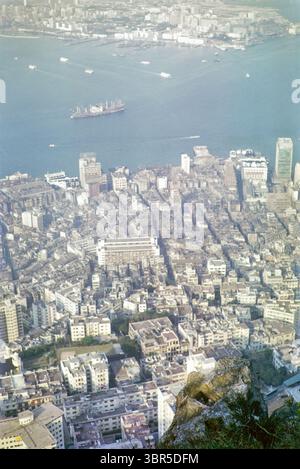 Vue de The Peak à Kowloon, Hong Kong, Asie, 1964 Banque D'Images