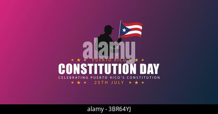 Illustration du jour de la Constitution de Porto Rico avec étoiles et silhouette patriotique Illustration de Vecteur