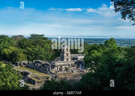 30 juillet 2018, Palenque, Chiapas, Mexique : le Palais dans les ruines de la ville maya de Palenque, Parc National de Palenque, Chiapas, Mexique. Un site classé au patrimoine mondial de l'UNESCO. (Crédit image : © Jon G. Fuller, Jr/VW pics via ZUMA Wire) Banque D'Images