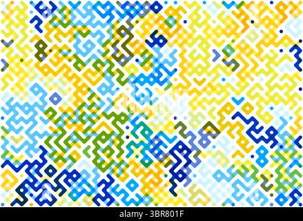 Motif vectoriel moderne avec des lignes géométriques inspirées du labyrinthe, des couleurs vives. Idéal pour les textiles contemporains, les papiers peints, les emballages et les arrière-plans en di Illustration de Vecteur