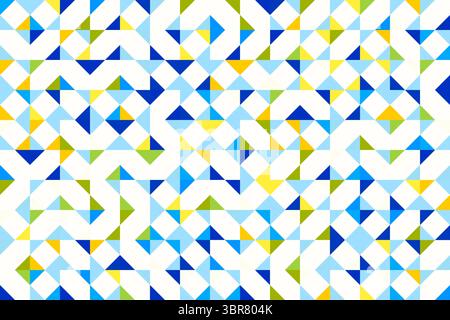 Motif vectoriel sans couture moderne avec des lignes géométriques inspirées du labyrinthe, des couleurs vives. Idéal pour les textiles contemporains, papiers peints, emballages et backgrou Illustration de Vecteur