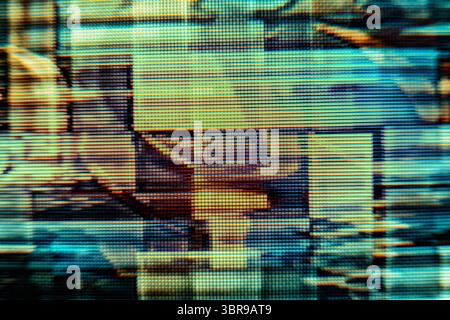 Effet de caméra parasite. Arrière-plan rétro VHS. Ancien modèle vidéo. Aucun signal. Bruit TV statique, mauvais signal TV Banque D'Images