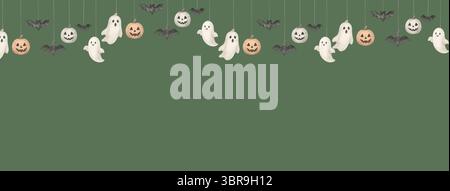 Halloween Clipart peint à la main – fantômes mignons, accessoires et objets Spooky dans le style aquarelle Banque D'Images