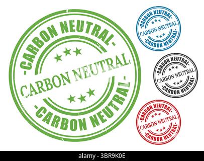 Un pack de badges de produit durable, vecteurs de timbre Grunge neutre en carbone Illustration de Vecteur