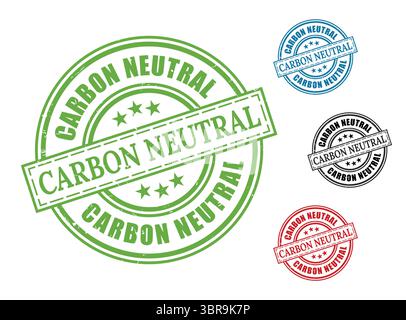 Un ensemble de badges approuvés pour la durabilité, vecteurs de timbre neutre en carbone respectueux de l'environnement Illustration de Vecteur