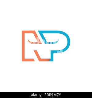 Modèle de vecteur de conception de logo NP de lettre initiale. Logo de lettre NP dans un design de style ligne moderne Illustration de Vecteur