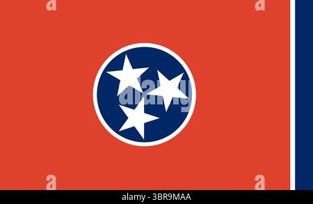 Drapeau du Tennessee. Couleurs et proportions officielles. ÉTATS-UNIS. Illustration de Vecteur