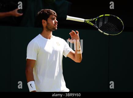 Le douzième jour des championnats de Wimbledon 2025 au All England Lawn Tennis and Croquet Club, Londres. Date de la photo : vendredi 11 juillet 2025. Banque D'Images