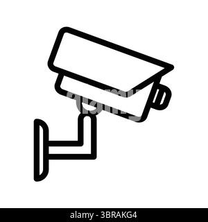 Illustration vectorielle minimaliste d'une caméra de sécurité montée sur un mur, idéale pour les thèmes de sécurité et de surveillance dans les médias numériques ou imprimés. Illustration de Vecteur