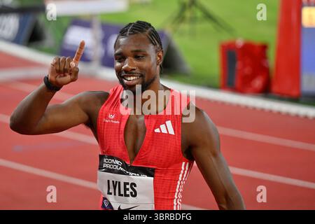 Monaco, Principauté de Monaco. 11 juillet 2025. 200m hommes Noah LYLES (USA) vainqueur lors de la Wanda Diamond League 2025, match international d'athlétisme à Monaco, Principauté de Monaco, 11 juillet 2025 crédit : Agence photo indépendante/Alamy Live News Banque D'Images