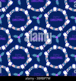Motif de pingouin sans couture animaux de Noël pour l'emballage du papier et des tissus et des draps et des vêtements pour enfants imprimés et emballage du nouvel an et pac d'hiver Noel Banque D'Images