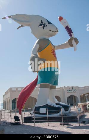 Orry la statue de la mascotte Oryx, héritage des 15es Jeux asiatiques organisés à Doha, Qatar, 2006 Banque D'Images