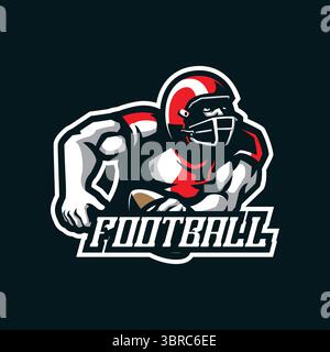 Vecteur de conception de logo de mascotte de football avec un style de concept d'illustration moderne pour l'impression de badge, d'emblème et de t-shirt. Illustration de football pour équipe sportive Illustration de Vecteur