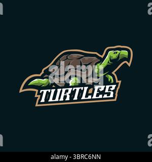 conception de logo de mascotte de tortue avec un style de concept d'illustration moderne pour l'impression de badge, emblème et tshirt. tortues illustration pour l'équipe sportive. Illustration de Vecteur