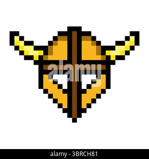 Casque Viking dans le style pixel art Illustration de Vecteur