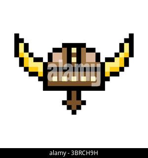 Casque Viking dans le style pixel art Illustration de Vecteur