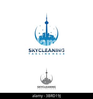 Urban Cleaning design logo moderne avec Toronto skyline. Illustration vectorielle Illustration de Vecteur