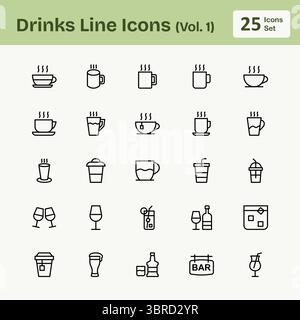 Icônes des lignes de boissons (Vol.1) Illustration de Vecteur