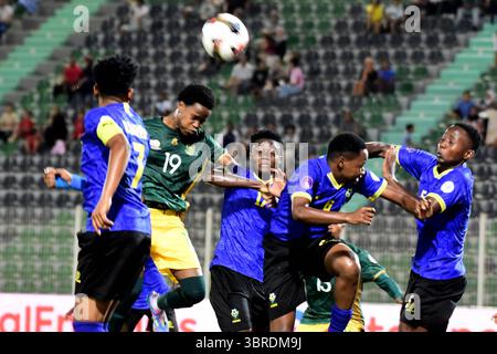 OUJDA, MAROC - 11 JUILLET : Tanzanie et Afrique du Sud lors du match de la Coupe d'Afrique féminine des Nations 2025 (WAFCON) entre la Tanzanie et l'Afrique du Sud à Banque D'Images