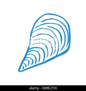 Huître marine fantaisiste dessinée à la main sur le fond blanc Illustration de Vecteur