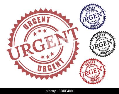 Un jeu de badges d'avis d'urgence, Grunge urgent Stamp Vector Pack Illustration de Vecteur