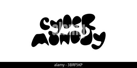 Cyber Monday audacieux lettrage abstrait style blob. Typographie fluide funky parfaite pour les promotions de commerce électronique, les campagnes numériques à la mode, le marketing jeunesse Illustration de Vecteur