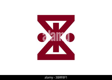 Drapeau de Amagasaki, Hyogo, Japon – drapeau officiel de la ville avec « あ » (hiragana 'a') stylisé blanc sur fond bleu, symbolisant l'harmonie et la communauté Illustration de Vecteur